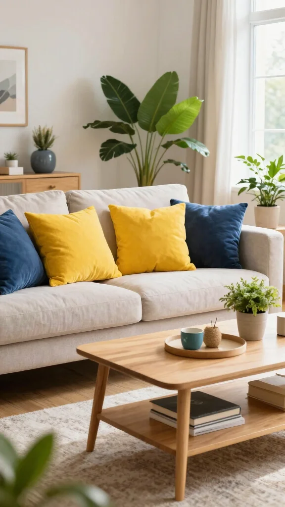 11 Preppy Pillow Ideas for a Classic Colorful Put-Together Living Room - 10. Sunshine Yellow 1
