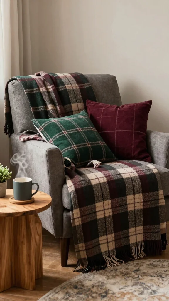 11 Preppy Pillow Ideas for a Classic Colorful Put-Together Living Room - 2. Classic Plaids 1