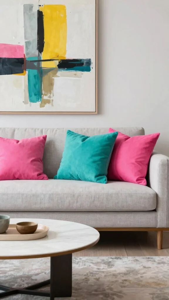 11 Preppy Pillow Ideas for a Classic Colorful Put-Together Living Room - 5. Vibrant Color Blocks 1