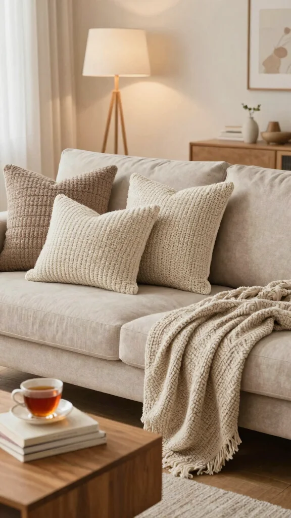 11 Preppy Pillow Ideas for a Classic Colorful Put-Together Living Room - 6. Textured Knits 1