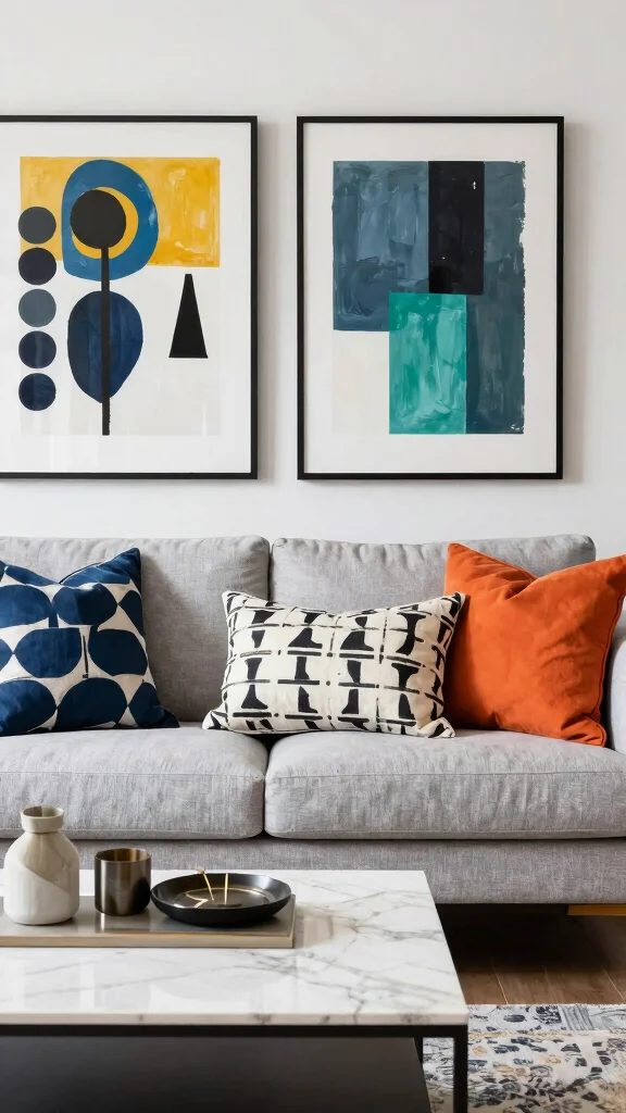 11 Preppy Pillow Ideas for a Classic Colorful Put-Together Living Room - 9. Geometric Patterns 1
