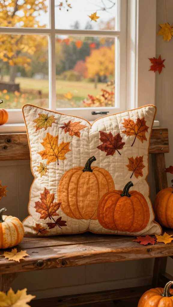 11 Quilted Pillow Project Ideas for a Patchwork Artisan Home Accent - 7. Seasonal Themed Quilted Pillow 1