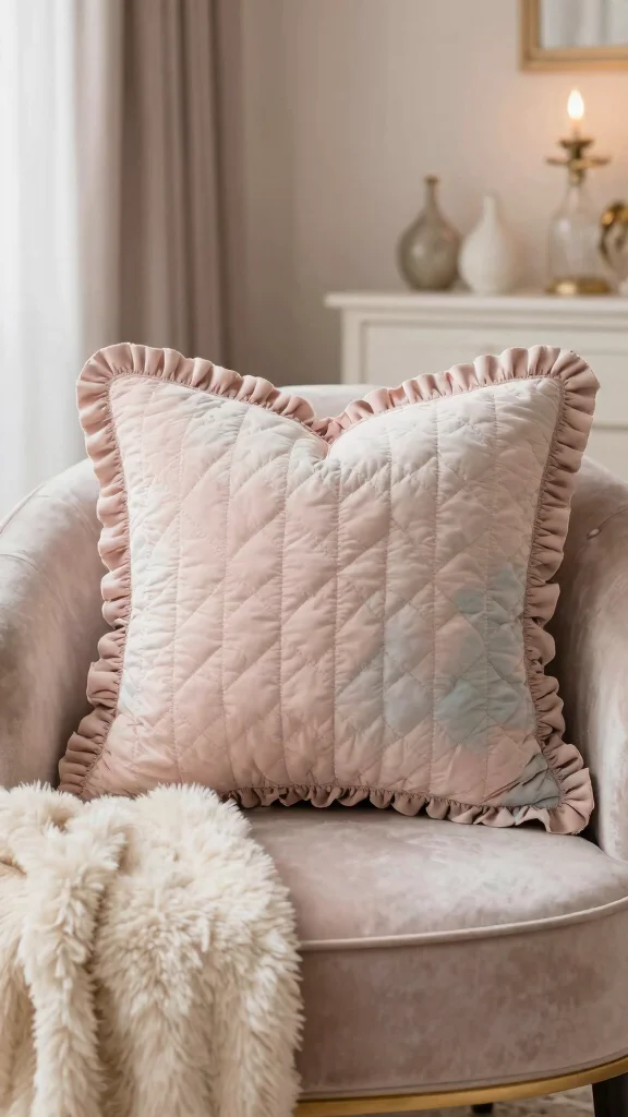 11 Quilted Pillow Project Ideas for a Patchwork Artisan Home Accent - 9. Textured Quilted Pillow with Ruffles 1