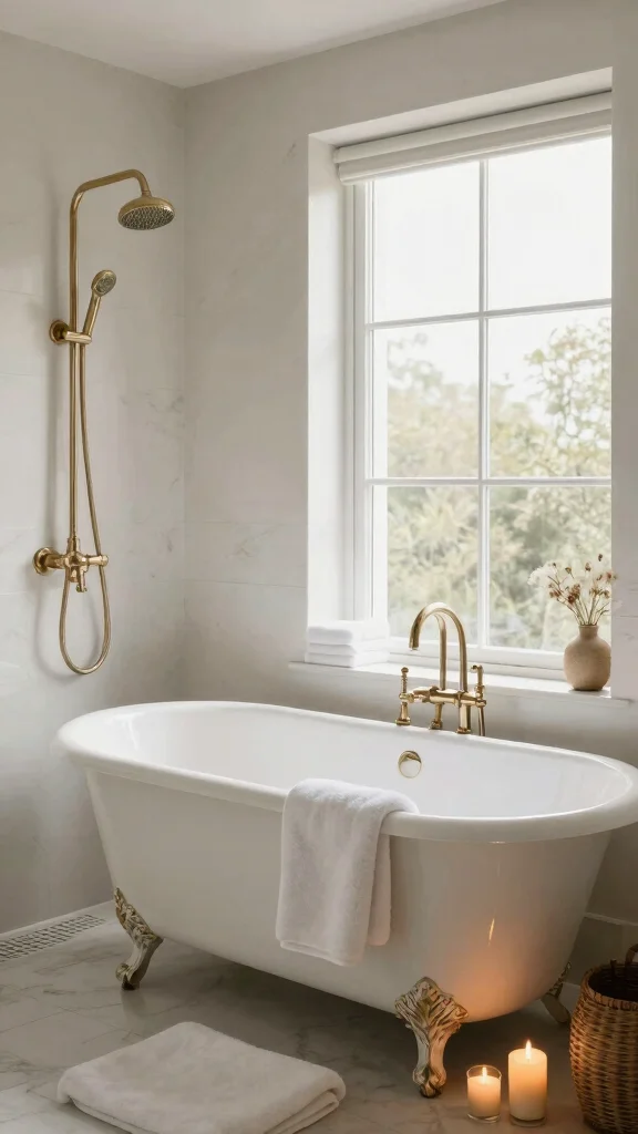 11 Shower Head Near Window Ideas for Natural Light and an Outdoor Feel - 4. Opt for a Freestanding Bathtub 1