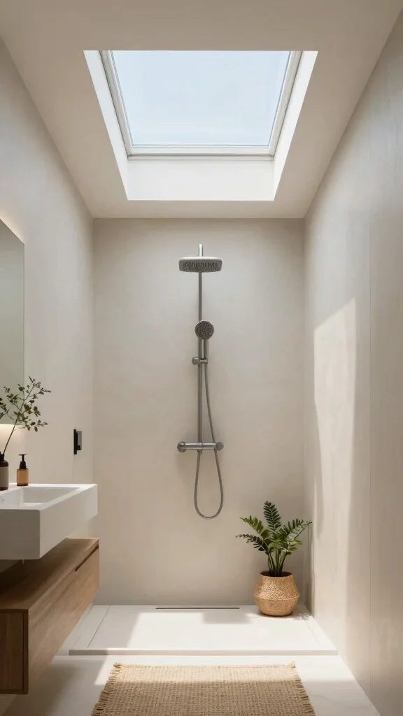 11 Shower Head Near Window Ideas for Natural Light and an Outdoor Feel - 7. Add a Skylight 1