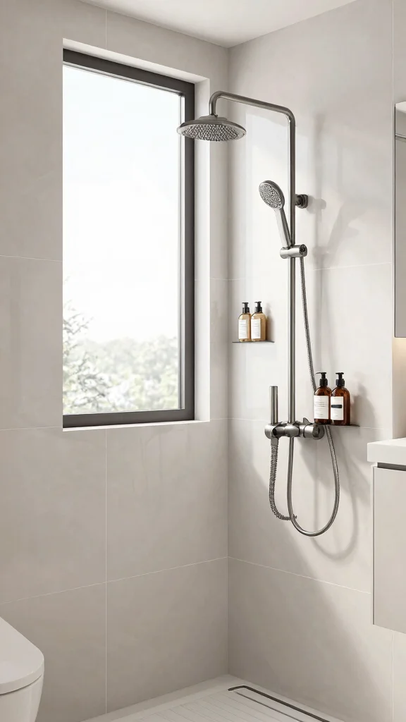 11 Shower Head Near Window Ideas for Natural Light and an Outdoor Feel - 9. Utilize a Corner Shower 1