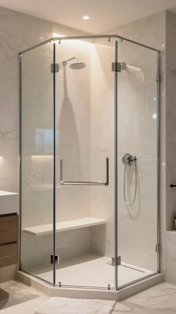 11 Shower Head Over Bench Ideas for Accessible Relaxing Seated Showers - 5. Contemporary Glass Wall for Elegance 1