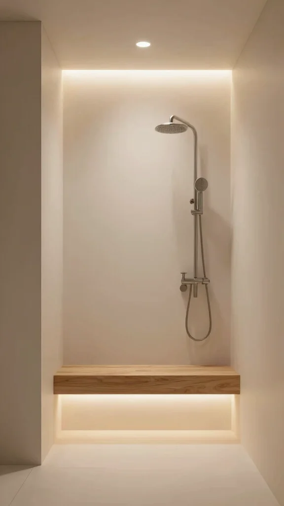 11 Shower Head Over Bench Ideas for Accessible Relaxing Seated Showers - 7. Integrated Lighting for Ambiance 1