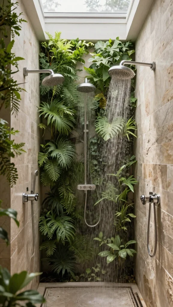 11 Shower Ideas With 3 Shower Heads for the Ultimate Home Spa - 11. Blending Nature Into Your Shower Space 1