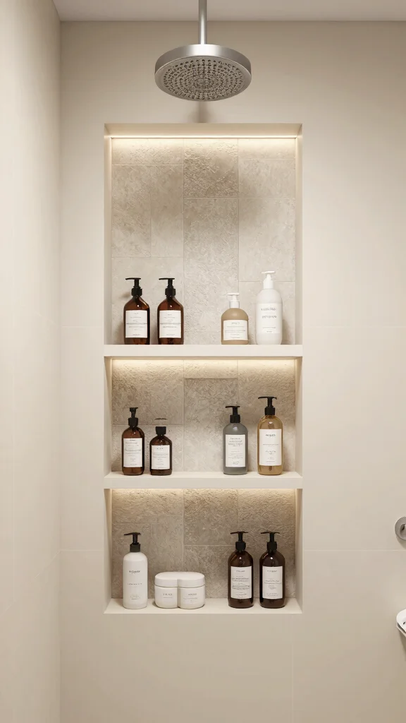 11 Shower Niche Placement Ideas Under the Shower Head - 3. Multi-Level Niche 1