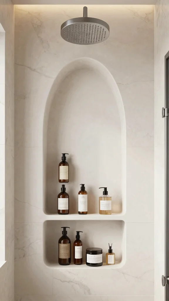 11 Shower Niche Placement Ideas Under the Shower Head - 9. Customized Niche Designs 1