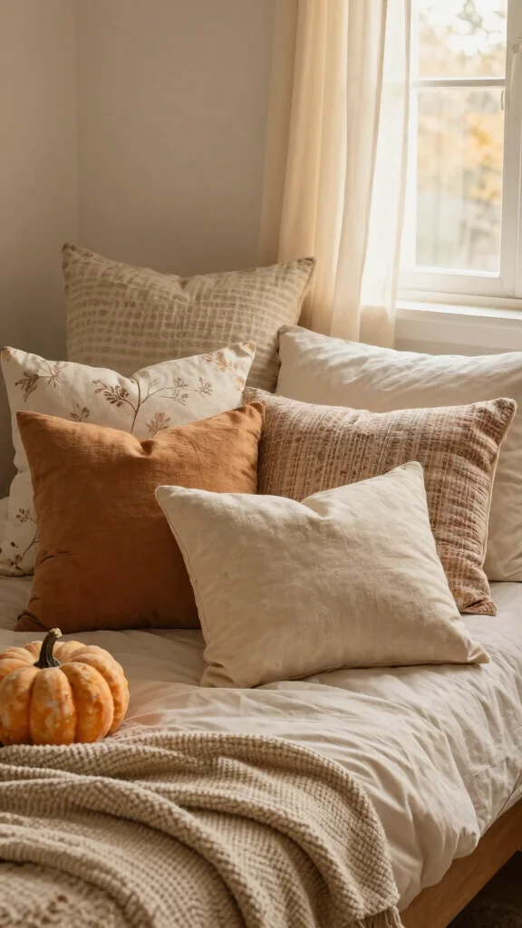11 Vanilla Girl Pillow Ideas for a Soft Neutral Aesthetic Bedroom - 11. Seasonal Throw Pillows 1