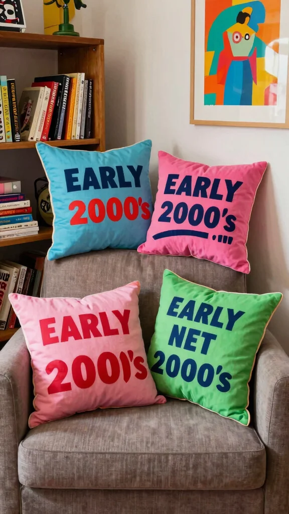 11 Y2K Pillow Ideas for a Fun Nostalgic 2000s-Inspired Home Accent - 10. Statement Quotes 1