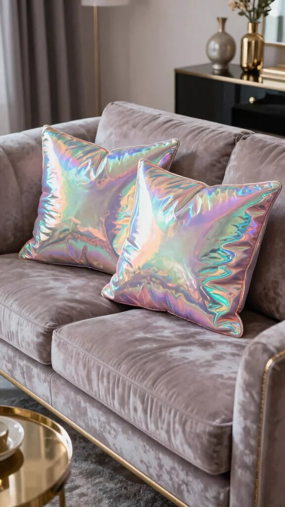 11 Y2K Pillow Ideas for a Fun Nostalgic 2000s-Inspired Home Accent - 6. Iridescent Textures 1