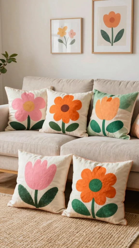 11 Y2K Pillow Ideas for a Fun Nostalgic 2000s-Inspired Home Accent - 7. Retro Floral Designs 1