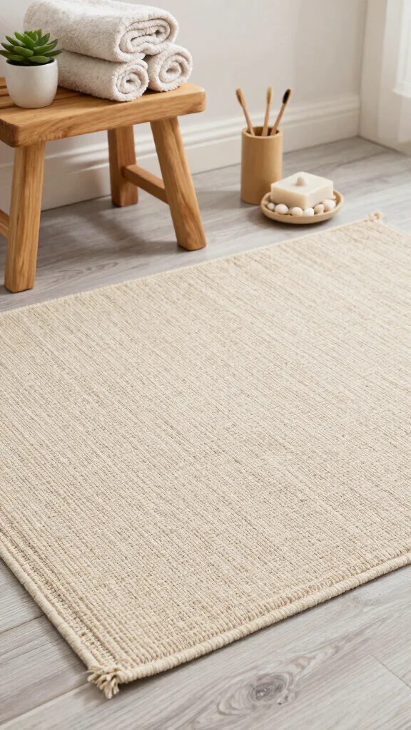 11 Zen Bathroom Rug Ideas for a Calm Spa-Like Floor Textile - 1. Organic Cotton Bliss 1