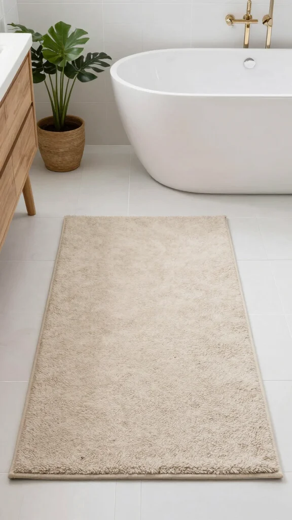 11 Zen Bathroom Rug Ideas for a Calm Spa-Like Floor Textile - 11. Neutral Tones for Timeless Elegance 1
