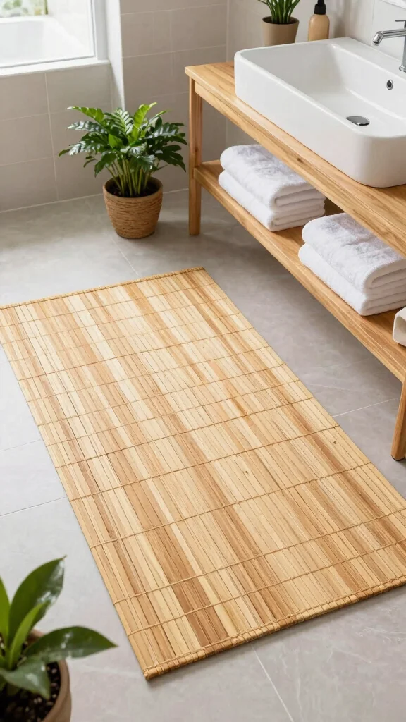 11 Zen Bathroom Rug Ideas for a Calm Spa-Like Floor Textile - 3. Bamboo Bliss 1
