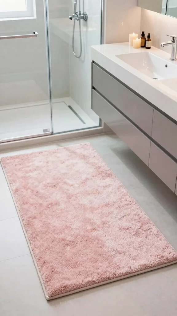 11 Zen Bathroom Rug Ideas for a Calm Spa-Like Floor Textile - 6. Serene Synthetic Options 1