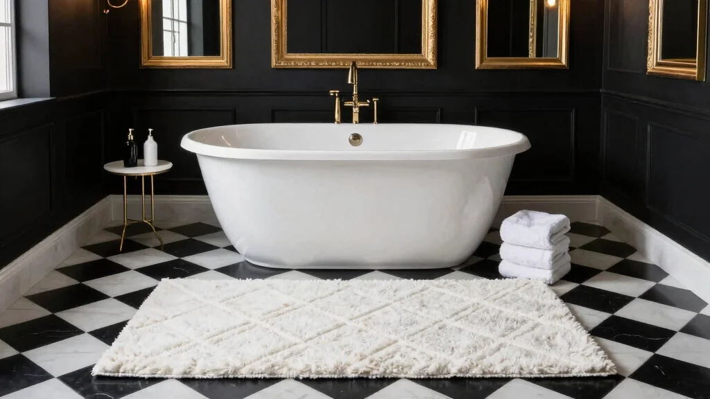 12 Bathroom Rug Ideas for Black and White Tile That Complete the Look