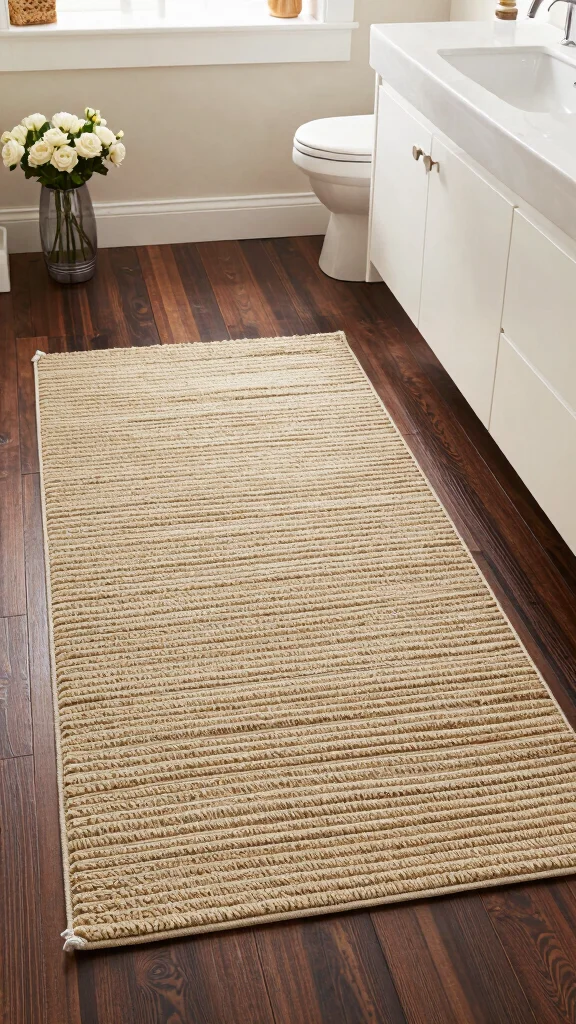 12 Bathroom Rug Ideas for Dark Floors That Add Contrast and Warmth - 10. Textured Rugs for Depth and Interest 1