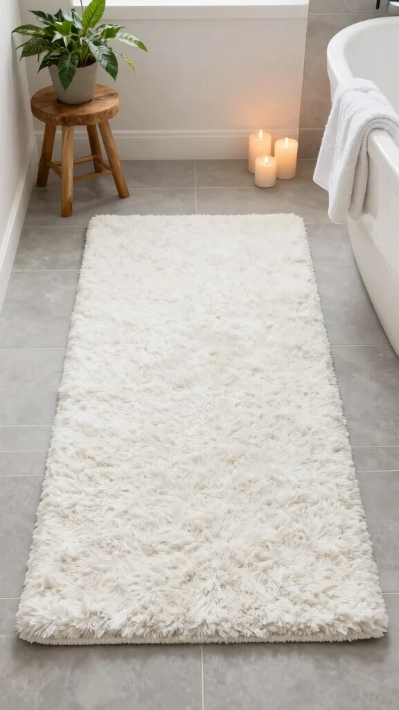 12 Bathroom Rug Ideas for Gray Tile That Layer Beautifully - 1. Soft Shag Rugs for Extra Comfort 1