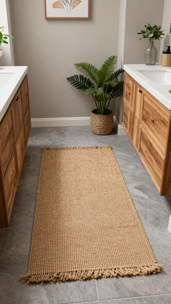 12 Bathroom Rug Ideas for Gray Tile That Layer Beautifully - 12. Sustainable Hemp Rugs 1