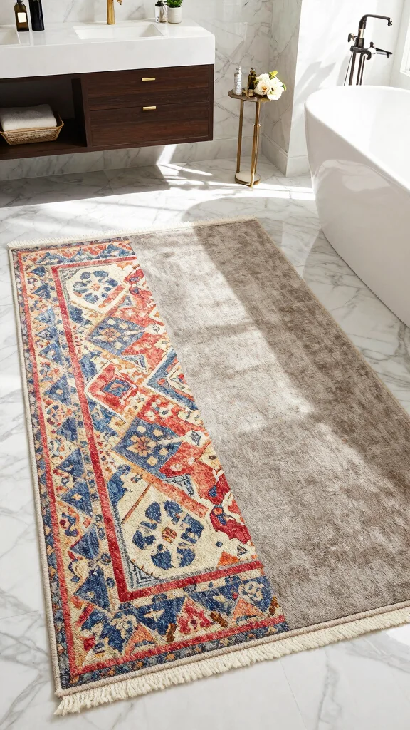 12 Bathroom Rug Ideas for Marble Floors That Enhance Without Hiding - 12. Reversible Rugs 1