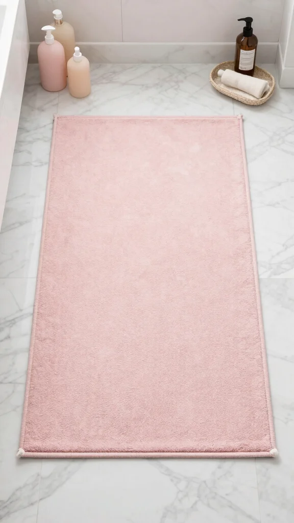 12 Bathroom Rug Ideas for Marble Floors That Enhance Without Hiding - 4. Minimalist Solid Color Rugs 1
