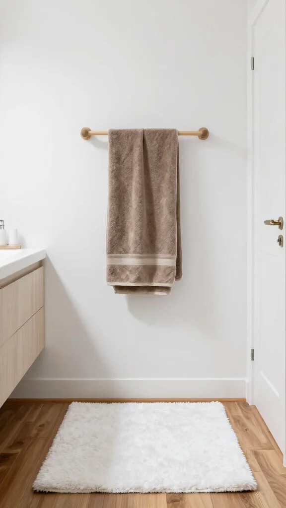 12 Bathroom Rug and Towel Color Palette Ideas for a Cohesive Look - 10. Neutral Whites with Earthy Accents 1