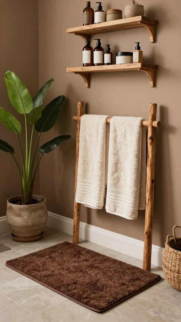 12 Bathroom Rug and Towel Color Palette Ideas for a Cohesive Look - 2. Earthy Tones and Neutrals 1