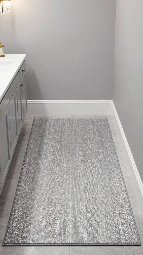 12 Colorful Bathroom Rug Ideas for a Bold Joyful Bathroom Floor - 10. Reflective Glamour 1