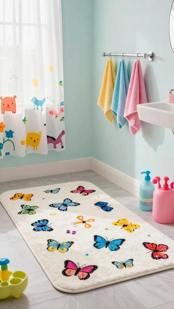 12 Colorful Bathroom Rug Ideas for a Bold Joyful Bathroom Floor - 4. Whimsical Patterns 1