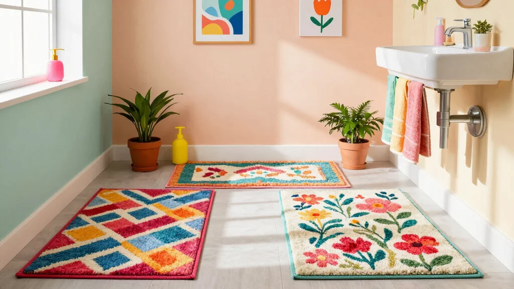 12 Colorful Bathroom Rug Ideas for a Bold Joyful Bathroom Floor