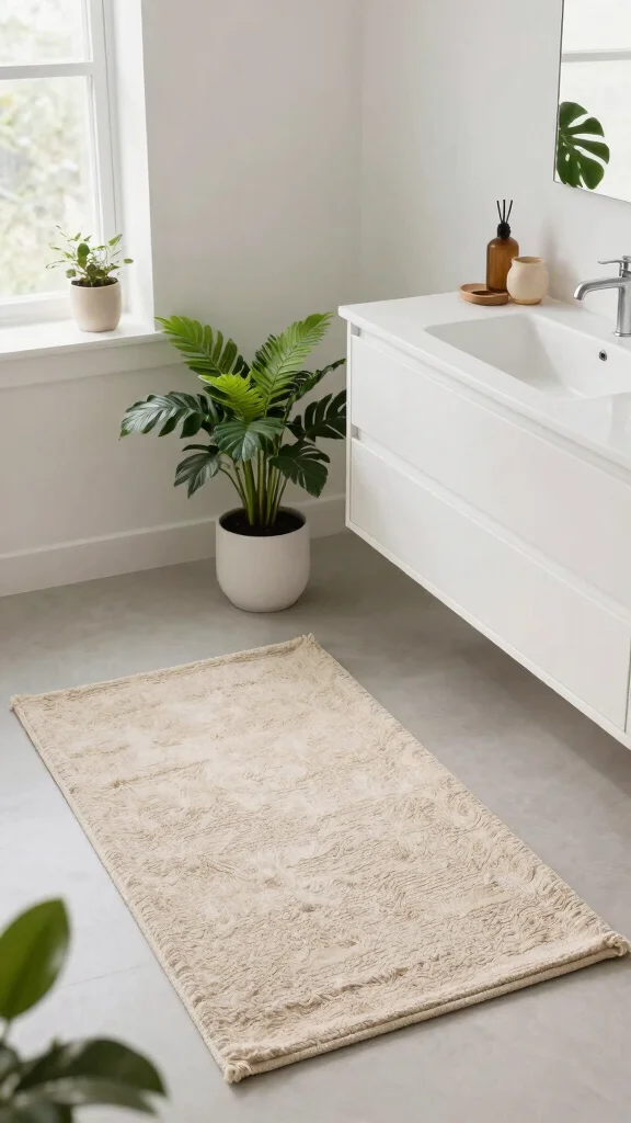 12 Double Vanity Bathroom Rug Ideas for a Balanced Cohesive Floor - 1. Organic Cotton Rugs 1
