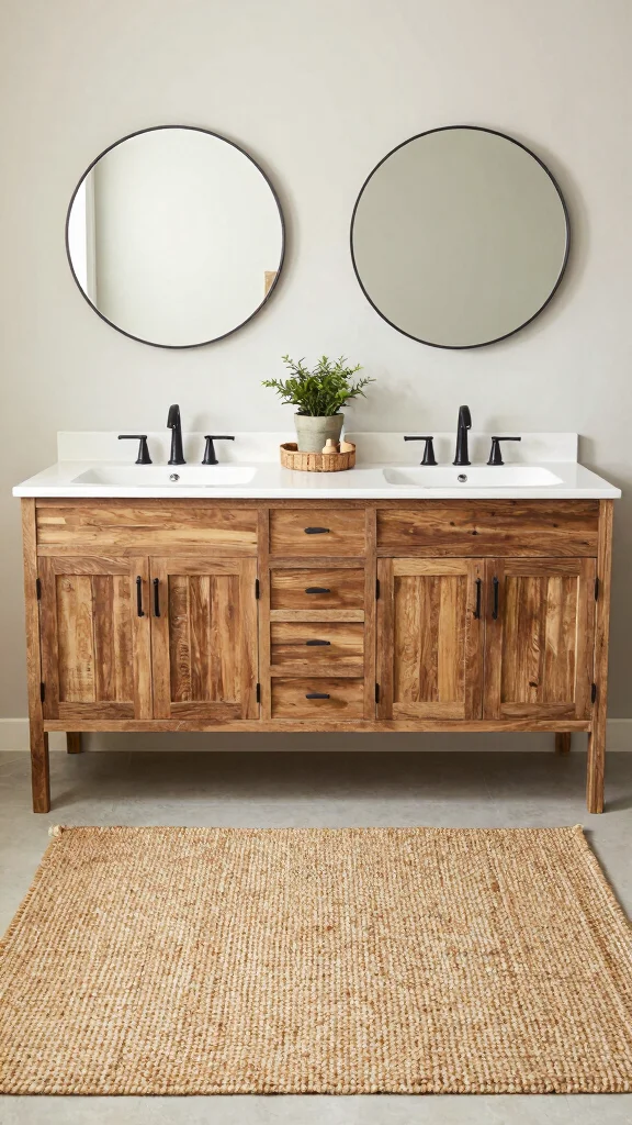 12 Double Vanity Bathroom Rug Ideas for a Balanced Cohesive Floor - 2. Jute and Sisal Rugs 1
