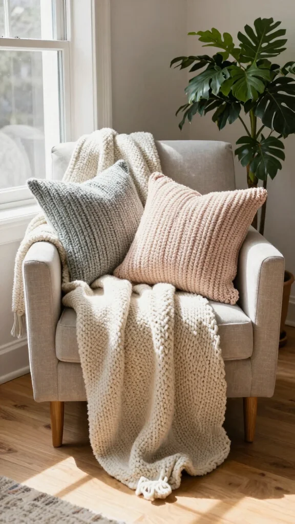 12 Handmade Pillow Ideas for One-of-a-Kind Personal Home Decor - 1. Chunky Knit Pillows 1