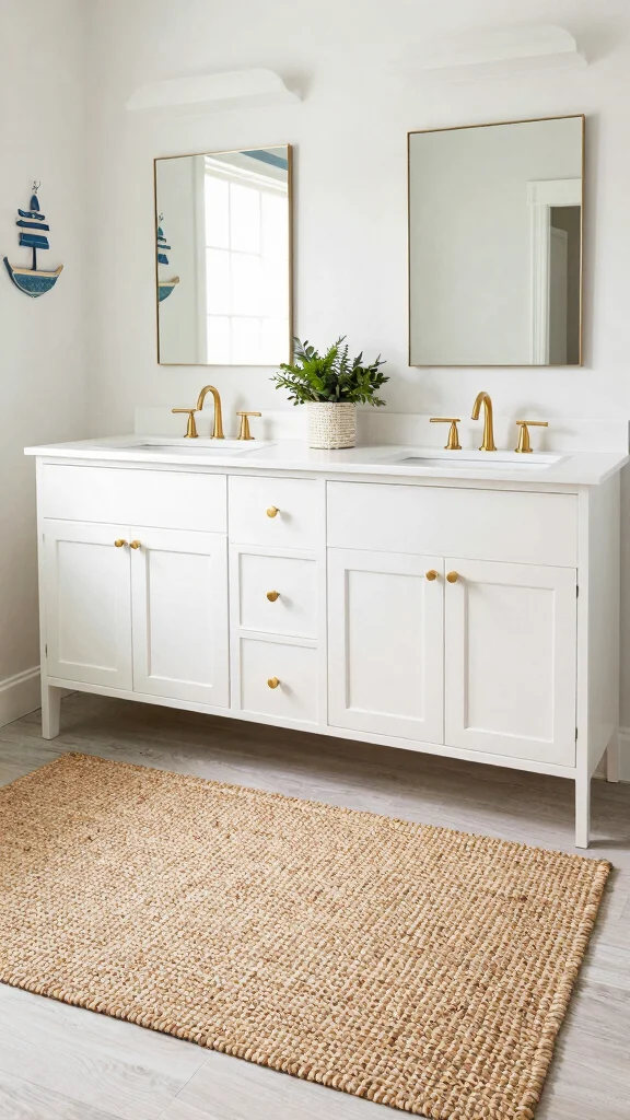 12 In-Front-of-Vanity Bathroom Rug Ideas for the Perfect Placement - 1. Jute Rugs for a Coastal Vibe 1