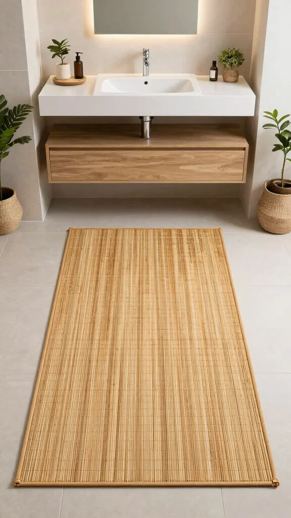 12 In-Front-of-Vanity Bathroom Rug Ideas for the Perfect Placement - 3. Bamboo Fiber Rugs for a Unique Touch 1