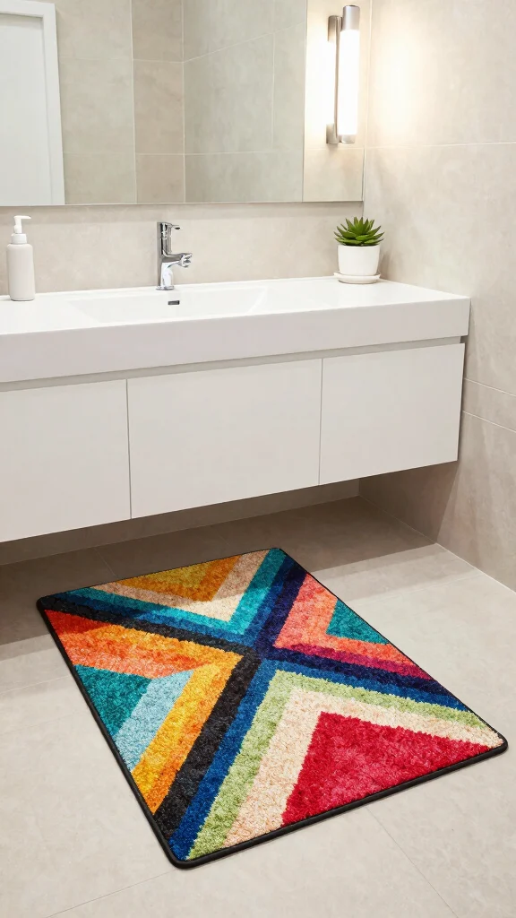 12 In-Front-of-Vanity Bathroom Rug Ideas for the Perfect Placement - 4. Recycled Plastic Rugs for a Modern Edge 1