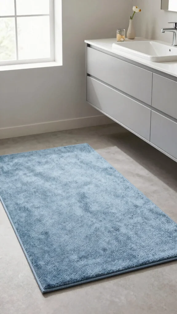 12 In-Front-of-Vanity Bathroom Rug Ideas for the Perfect Placement - 9. Solid Color Rugs for a Minimalist Look 1