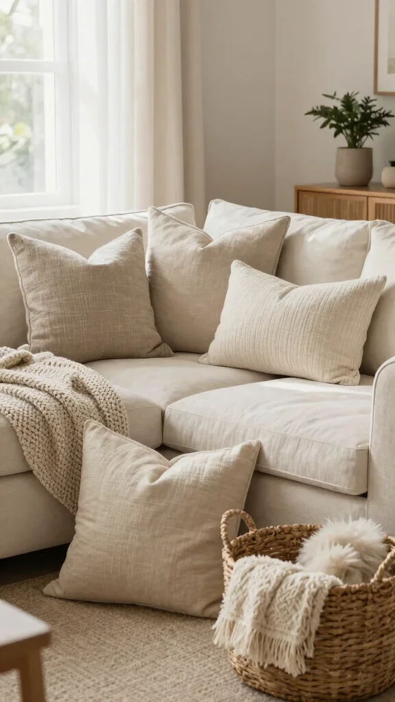 12 Japandi Pillow Ideas for a Calm Minimal Beautifully Layered Home - 1. Textured Neutral Pillows 1