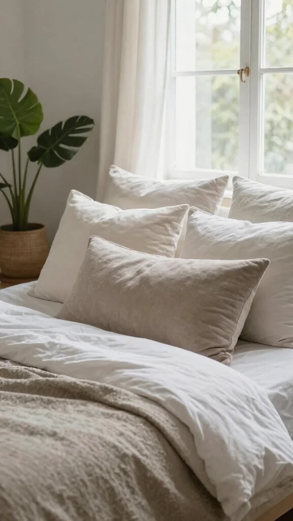 12 Japandi Pillow Ideas for a Calm Minimal Beautifully Layered Home - 5. Layering with Bolster Pillows 1