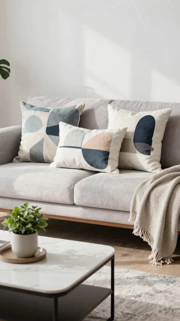 12 Japandi Pillow Ideas for a Calm Minimal Beautifully Layered Home - 6. Modern Graphic Prints 1