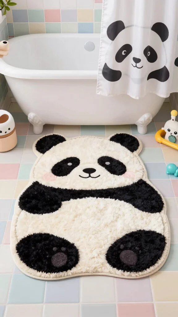 12 Kids' Bathroom Rug Ideas for a Fun Colorful Easy-to-Clean Floor - 11. Fluffy Animal Friends 1