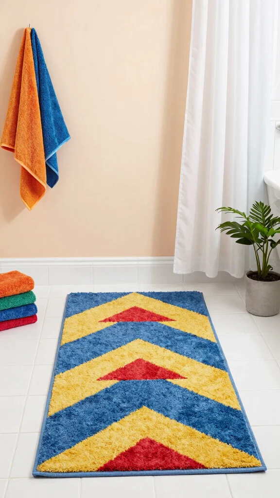 12 Kids' Bathroom Rug Ideas for a Fun Colorful Easy-to-Clean Floor - 4. Fun Geometric Patterns 1