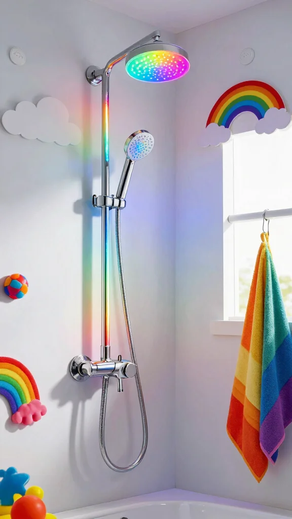 12 Kids' Shower Head Ideas From Fun Colors to Height-Adjustable Mounts - 1. Rainbow Delight: The Colorful Shower Head 1