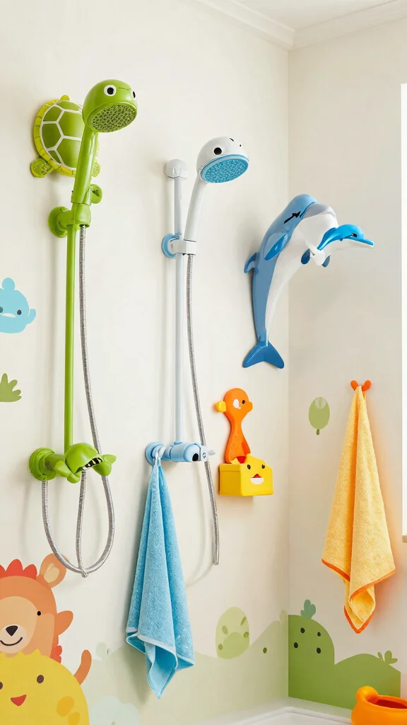 12 Kids' Shower Head Ideas From Fun Colors to Height-Adjustable Mounts - 5. Animal Kingdom: Shaped Shower Heads 1