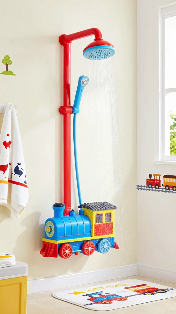 12 Kids' Shower Head Ideas for Fun Adjustable and Child-Friendly Showers - 10. Train Engine Shower Head 1