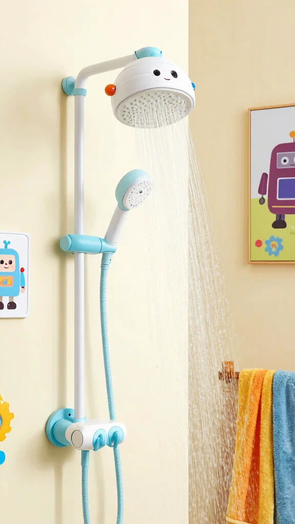 12 Kids' Shower Head Ideas for Fun Adjustable and Child-Friendly Showers - 12. Friendly Robot Shower Head 1